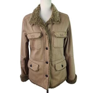 Aventura Brown Faux Fur Lined Field Jacket Barn Coat Women's S